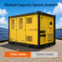 Système de stockage d'énergie par batterie 75/150/300 kWh 380/400 V, refroidissement par air IP54, alimentation avec batteries lithium-ion pour alimentation de secours