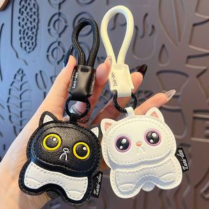 Cute PU Leather <b>Cat</b> Keychain, Custom Car Key Pendant for Women, Fashion Animal Keychain <b>Gift</b> - Product Image 1