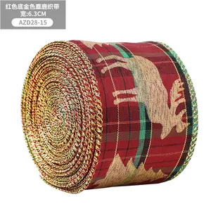 6.3cm Roll Natal Wired Ribbon Dia dos Namorados Natal Ribbon Burlap Ribbons Para Embrulho De Presente Decorativo