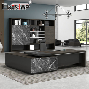 Bureau de direction moderne de luxe Sinonis avec bibliothèque assortie, solution de mobilier de bureau tout-en-un, ensemble de table de direction - Product Image 1