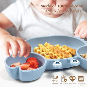 Platos de Silicona con Succión para Bebés y Niños Pequeños, Diseño Dividido, Juego de Cuchara y Tenedor, Libre de BPA, Platos y Utensilios para la Hora de Comer de los Niños - Product Image 2