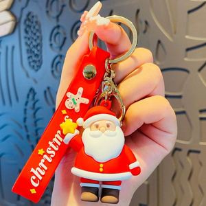 New Year 2023 Christmas <b>Cartoon</b> Santa Claus Keychain Soft Rubber Doll KeyRing Chain Bag Small Pendant Gift Keychain for Car Keys - Product Image 3