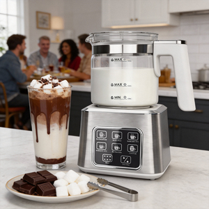 Espumador de <span class=keywords><strong>Leche</strong></span> Eléctrico 6 en 1 de Vidrio Grande, <span class=keywords><strong>Calentador</strong></span> de <span class=keywords><strong>Leche</strong></span> de Alta Calidad para Preparar Café - Product Image 3