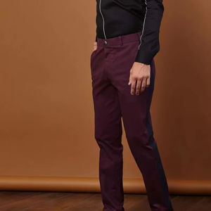 Pantalones de color plisados de cintura media XL de viscosa de estambre de peso medio informal elegante - Product Image 1