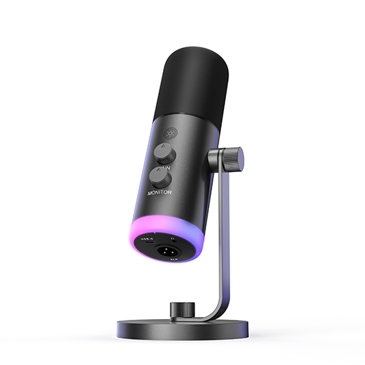 RGB Dynamic Cardioid Condenser Microphone Stand USB XLR Aluminum Alloy Studio Recording Desktop Type C Metal Wired Microphone