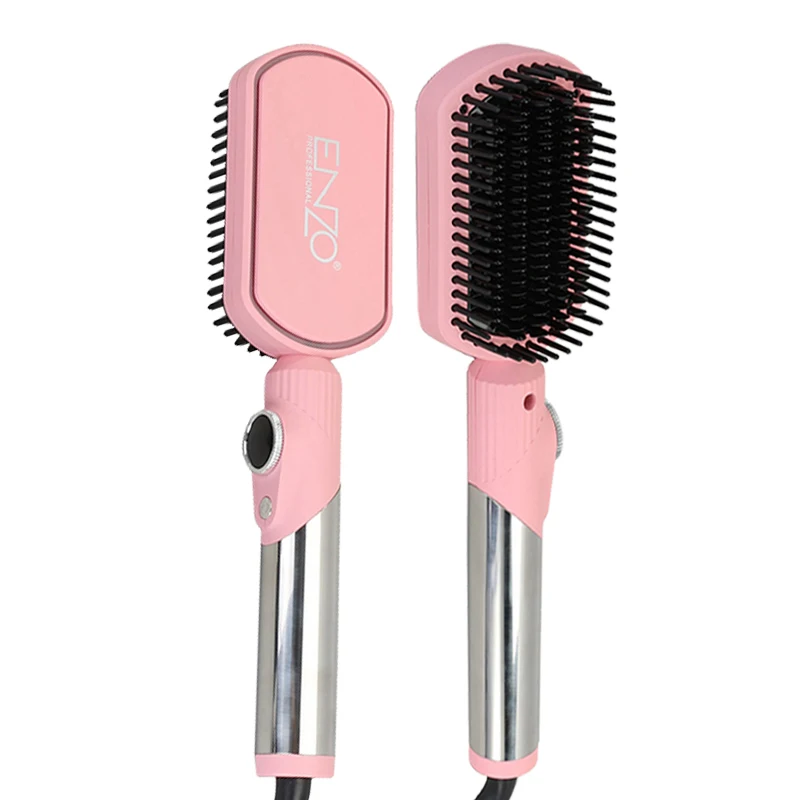 Escova Alisadora de Cabelo ENZO EN-4002 Fashion Pink Profissional