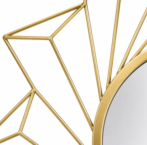 <span class=keywords><strong>Espejo</strong></span> Decorativo <span class=keywords><strong>Redondo</strong></span> con Marco Metálico Geométrico <span class=keywords><strong>Dorado</strong></span> para la Sala de Estar o la Entrada - Product Image 6
