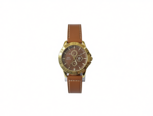 Orologio Meccanico da Uomo 42 mm Cassa in Oro Giallo Cinturino in Pelle Cronografo Quadrante Analogico Stile Lusso e Moda - Product Image 1