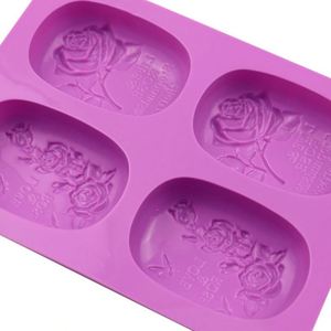 Moule à gâteau en silicone en forme de rose à 4 trous, écoresponsable, échantillon gratuit, pour bougies et savons, fabrication OEM/ODM - Product Image 3
