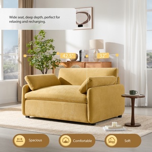 Sillón Individual Extra Grande Tapizado en Chenilla, Cómodo <span class=keywords><strong>y</strong></span> Amplio, para Sala de Estar de Diseño Moderno - Product Image 4