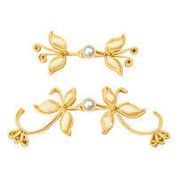 Boutons décoratifs DIY tissés à la main avec boucle fleur de magnolia violette, ruban de satin et fermoir perle, vente en gros d'usine pour robes de mariée