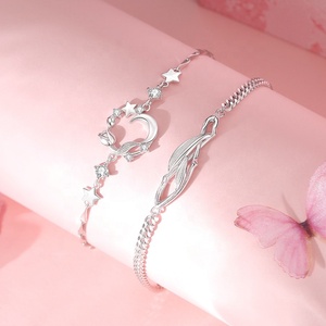 925 Plata Original encuentro minimalista estrella Rosa Boho pulseras regalo para él ella para fiestas bodas pareja de plata esterlina - Product Image 4