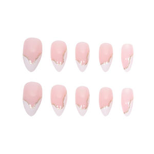 <span class=keywords><strong>Uñas</strong></span> postizas blancas con purpurina, stiletto de almendro corto francés, cobertura completa, suministros para <span class=keywords><strong>uñas</strong></span> artificiales, salón de belleza, <span class=keywords><strong>2023</strong></span> - Product Image 1