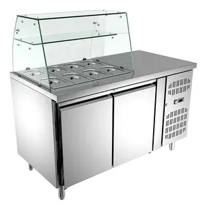 Ventilador de acero inoxidable para cocina comercial, refrigerador con doble puerta, bajo encimera de refrigeración