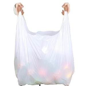 ถุงขยะแบบเสื้อยืด ถุงหิ้ว HDPE ถุงขยะแบบใช้แล้วทิ้ง สำหรับใช้ในครัวเรือนและซูเปอร์มาร์เก็ต - Product Image 1