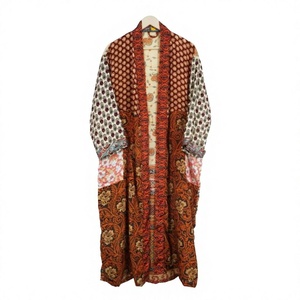 Kimono Japonés de Seda Pura India para Mujer, Elegante y Lujoso, Bata de Verano Cómoda, Suave y Transpirable, 100% Seda, a Rayas, para Novia o Playa - Product Image 1