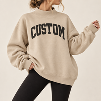 Sweat-shirt surdimensionné à col montant en coton épais avec patch brodé et pois, en molleton doux gris pour femme