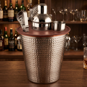 Juego de barras de cubo de vino martillado Premium de acero inoxidable con un elegante diseño clásico - Product Image 2