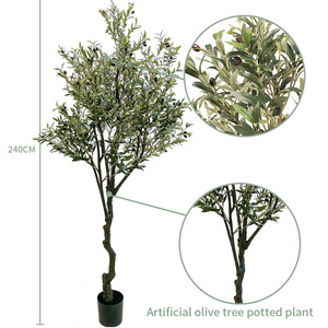 Arbre d'olivier artificiel personnalisé de 5 pieds à 8 pieds, aspect naturel, avec des branches en bois vert, faux ornemental, Azeitona Les Oliviers Olivo - Product Image 2