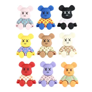 2022 New Resin Slippers Charms Rabbit Teddy Bear Designer Amine Cartoon for kids Shoe Charms DIY Decorations