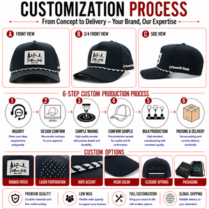 Casquette de golf cinq panneaux en cuir silicone avec logo personnalisé, haute qualité, faible MOQ, fermeture Velcro, séchage rapide, légère - Product Image 2