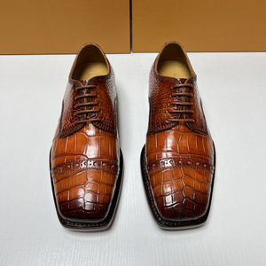 Zapatos Formales de Hombre de Cuero de Cocodrilo Genuino de Alta Gama |   Zapatos brillantes con punta cuadrada semi- |   Zapatos de Vestir Cómodos para Negocios - Product Image 4