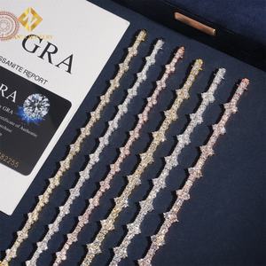 Ready to Ship Mini Cross Cluster Moissanite <b>Tennis</b> Bracelet <b>Necklace</b> 3mm 4mm Iced Out 925 <b>Silver</b> <b>Tennis</b> Bracelet Hip Hop Jewelry - Product Image 5