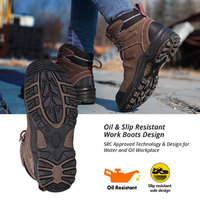 Bottes de sécurité imperméables à tige haute marron pour femmes, bottes de sécurité légères en composite pour la construction, l'entrepôt et le travail en extérieur