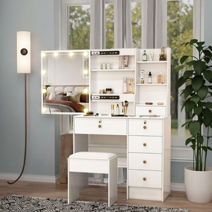 Ánh sáng hiện đại bàn trang điểm với 10 mức độ sáng 6 ngăn kéo 6 kệ 80x36x131 <span class=keywords><strong>cm</strong></span> phòng ngủ trang điểm Vanity Phân - Product Image 1