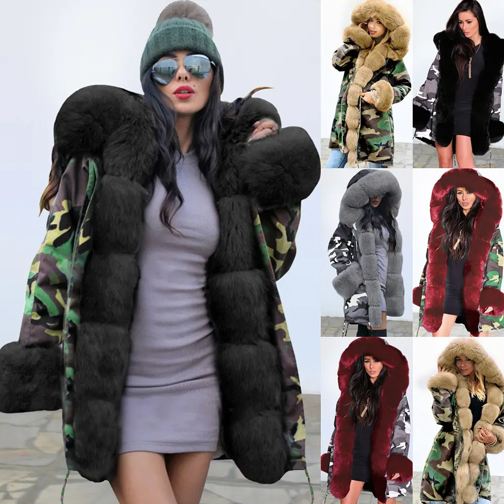 Abrigo de algodón con cuello de piel acolchado para mujer, chaqueta y abrigos cálidos para otoño e invierno, venta al por mayor, novedad