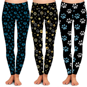 Mallas de cintura alta suaves con estampado personalizado, Color azul marino, arcoíris, pata de perro, hueso, glúteos, gran oferta - Product Image 4