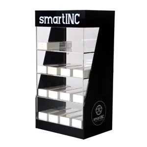 Diskon besar rak pajangan makanan otomatis Counter top kabinet LED akrilik Display berdiri