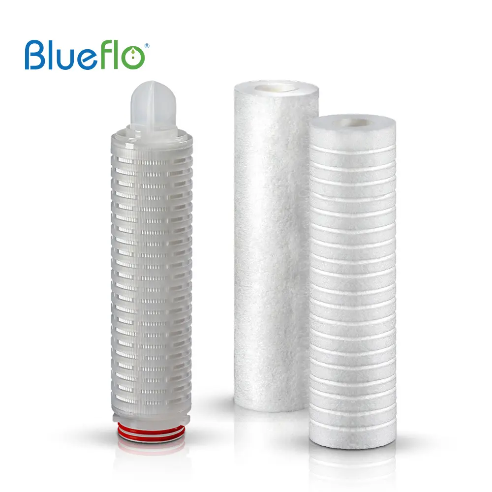 Blueflo 1 DE 5 micras de 10 "20" 30''Water Filtro de filtro de sedimentos de ósmosis inversa Spun cartucho fundido Industrial de