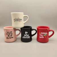 Taza de Café Clásica Retro de Cerámica Gruesa con Logotipo Personalizado, Taza de Cerámica Rosa, Taza de Cerámica Negra