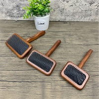 Accessoires pour animaux de compagnie : Brosse à picots rectangulaire en bois pour chien et chat avec pastilles de colle, pour le nettoyage et le toilettage des poils.