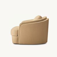 Fauteuil Club Moderne de Luxe Pivotant à 360° avec Dossier Courbé, Revêtement Beige, Confortable, Mousse Haute Densité, pour Villa