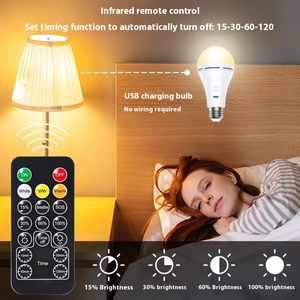USB sạc E26 điều khiển cảm ứng LED bóng đèn từ xa ba màu nhiệt độ thời gian khẩn cấp ánh sáng bóng đèn với móc - Product Image 4