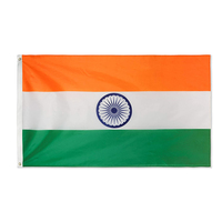 Drapeau national indien en gros, rayé horizontalement, 3 pieds x 5 pieds, drapeaux indiens en polyester avec œillets en laiton, drapeau indien de 3x5 pieds