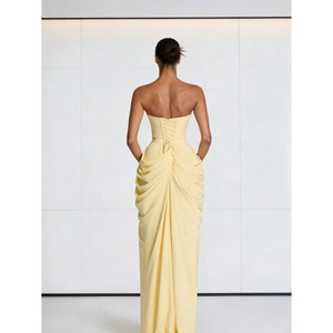 <span class=keywords><strong>Abito</strong></span> da sera elegante <span class=keywords><strong>in</strong></span> <span class=keywords><strong>raso</strong></span> di lusso a sirena da donna, a maniche lunghe, senza schienale, <span class=keywords><strong>con</strong></span> <span class=keywords><strong>spacco</strong></span> alto, per ballo di fine anno/festa - Product Image 2
