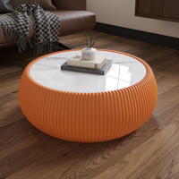 Table de canapé basse minimaliste moderne en forme de tambour en bois clair pour meubles de salon