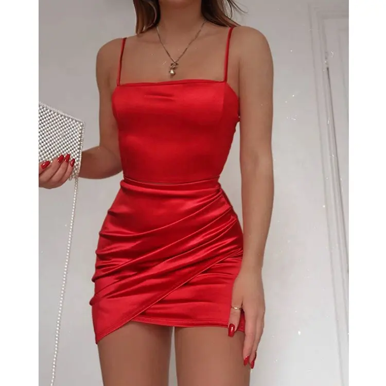 red satin dress aesthetic