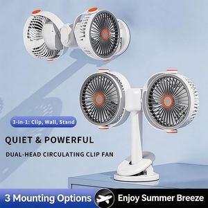 Double Head Camping Desk Rechargeable Battery Operated 5 Speeds Quiet Oscillating Type-C Portable Outdoor Fan With <b>Hook</b> - Product Image 6