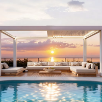 Pergola bioclimatique de luxe Sweet Home en aluminium avec lames rétractables électriques et éclairage, imperméable, pour jardin extérieur