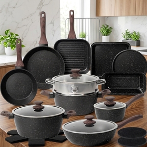 Ensemble de 31 pièces de casseroles et poêles antiadhésives <span class=keywords><strong>en</strong></span> <span class=keywords><strong>aluminium</strong></span> moulé sous pression, multi-tailles, de -40 à 230 degrés Celsius, compatibles induction, pour une cuisine complète - Product Image 1