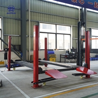 Elevador de Estacionamiento para Autos BOJINSI BJS2202, Resistente, de 4 Postes, Accionamiento Hidráulico, Capacidad de 4T, Altura de Elevación de 1600 mm, Plataforma Doble