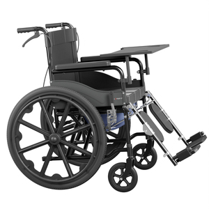 Sedia a Rotelle Pieghevole Modello 80 con Cuscino in Pelle Impermeabile, Poggiapiedi Regolabile e Vassoio Portaoggetti Integrato <span class=keywords><strong>per</strong></span> <span class=keywords><strong>Disabili</strong></span> - Product Image 2