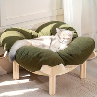 Modernes Luxus-Katzenmöbel aus Holz mit Hohen Beinen Erhöhtes Haustierbett mit Abnehmbarem Weichem Kissen Geeignet für Katzen & Kleine Hunde