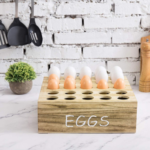 Boîte de rangement pour œufs en bois avec couvercle rabattable, support à œufs pour réfrigérateur de cuisine, 24 emplacements pour l'organisation des œufs frais - Product Image 2