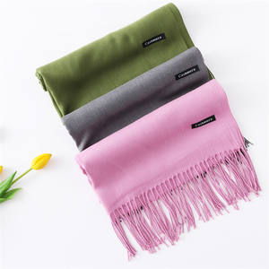 カスタム女性ソリッドウォームカジュアルウィンターレディーススカーフパシュミナショールタッセルカシミヤスカーフ - Product Image 6