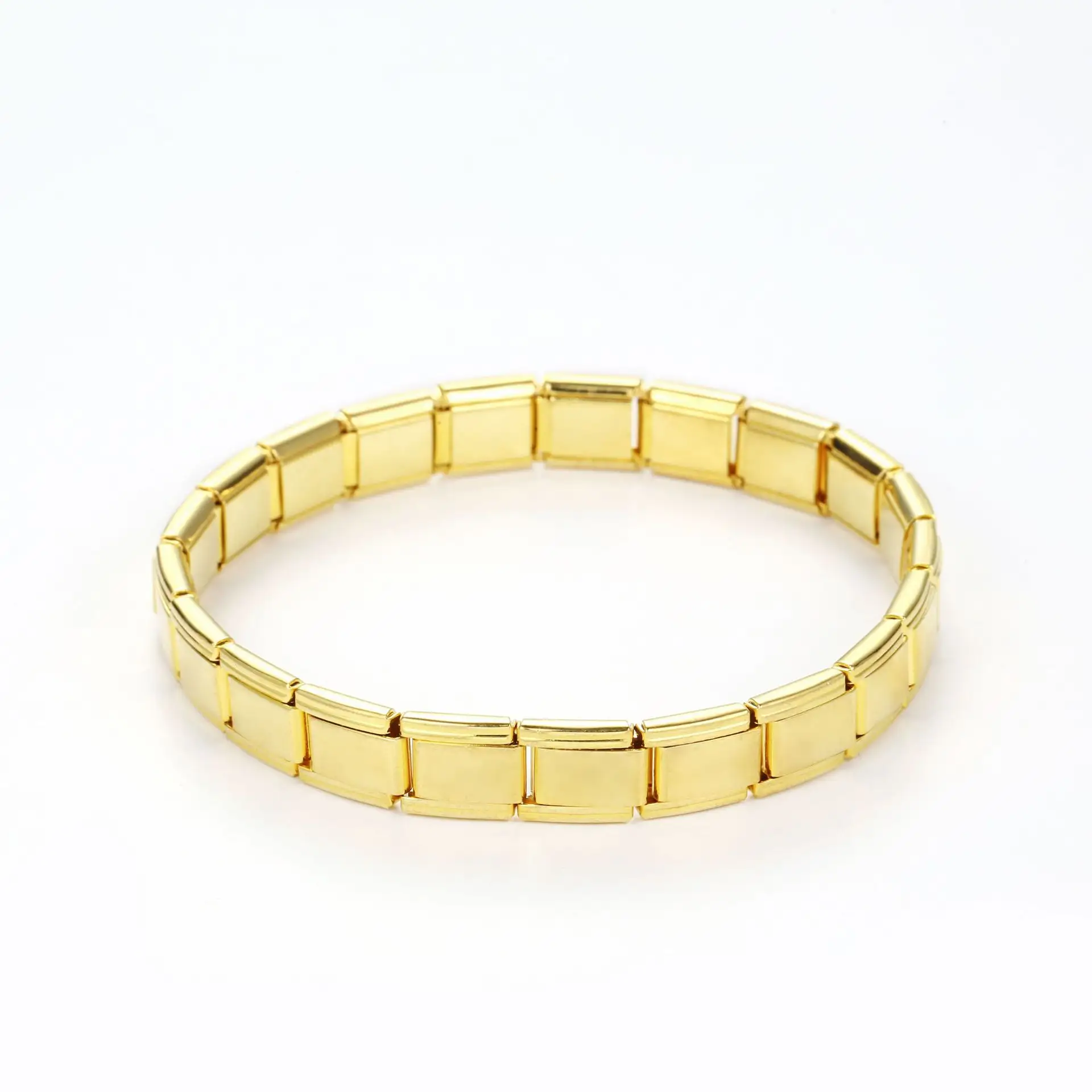 Punk Design 22cm 9.1mm Bracelet Men Stainless Steel Watch Band Strap Jewelry Gold Color Elastic Stainless Steel Bracelet